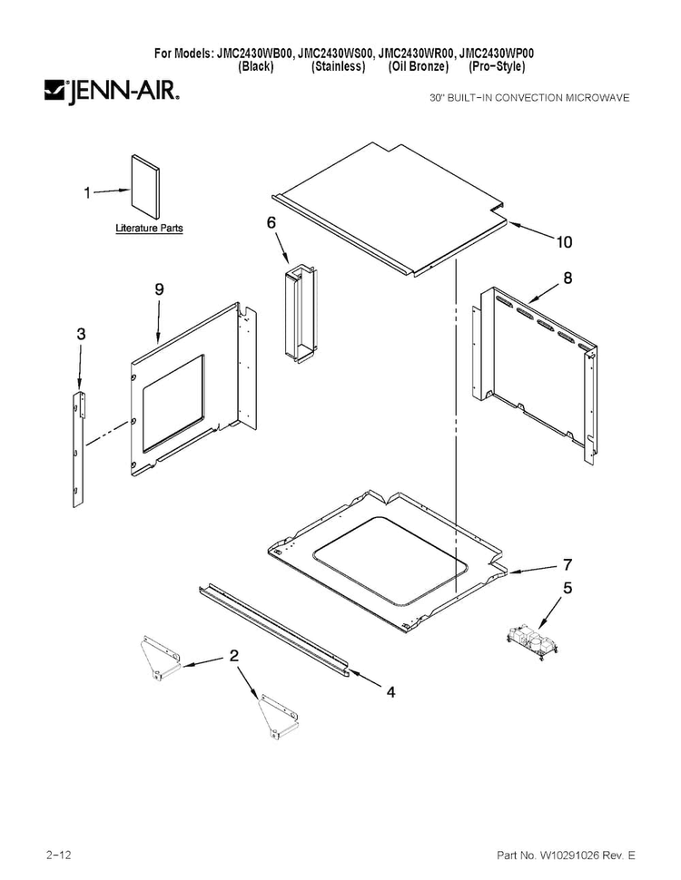 Oven Parts Diagram and Parts List for JMC2430WR00  Jenn-Air Microwave