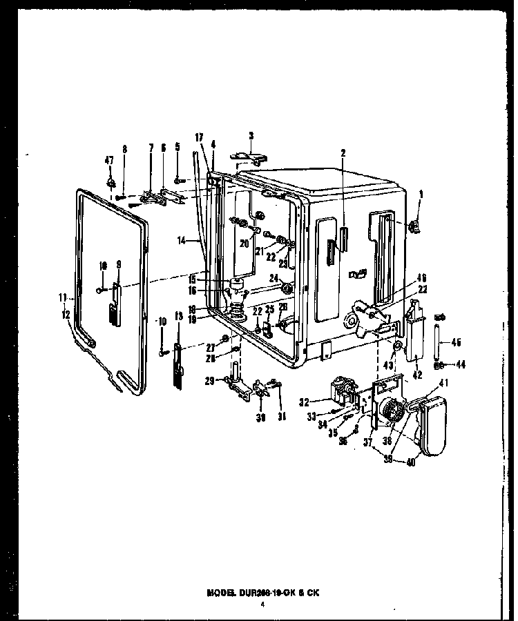 Section 4 Diagram and Parts List for DCR-225-1C-OK  Caloric Dishwasher