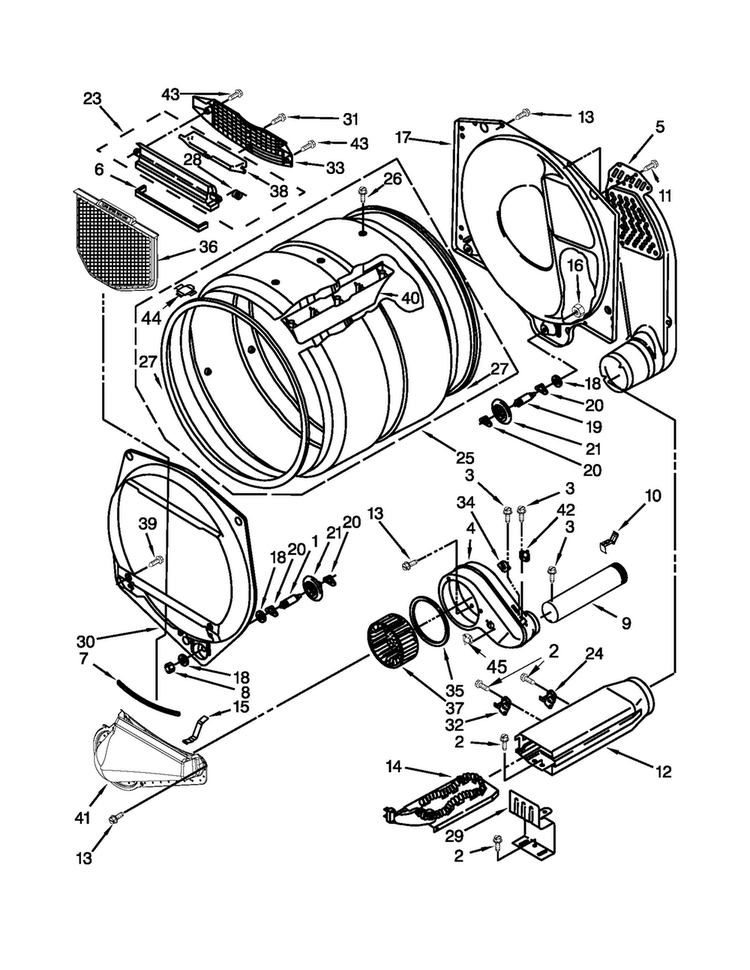 Bulkhead Parts Diagram and Parts List for MDE18CSAZW0  Maytag Dryer