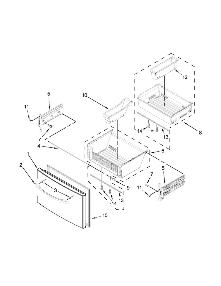 Freezer Door Parts Diagram and Parts List for MFT2574DEH00  Maytag Refrigerator