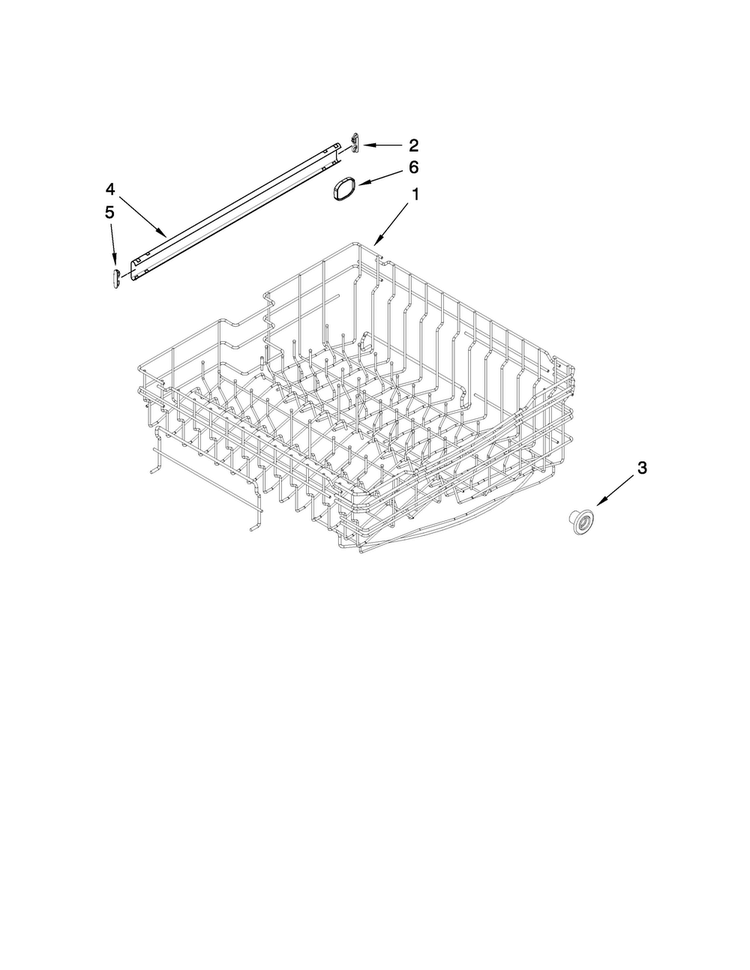 Upper Rack And Track Parts Diagram and Parts List for ADB1600AWB0  Amana Dishwasher
