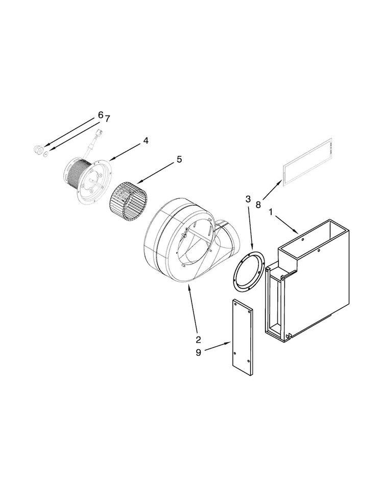 Blower Unit Parts Diagram and Parts List for JGD3536WS01  Jenn-Air Cooktop