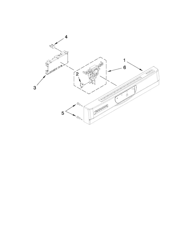 Control Panel And Latch Parts Diagram and Parts List for JDB3600AWS2  Jenn-Air Dishwasher