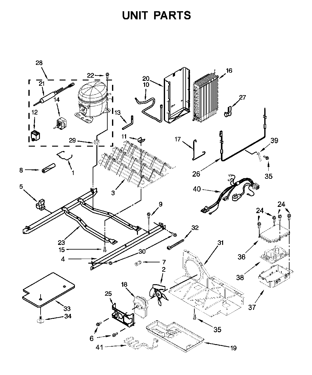 Unit Parts Diagram and Parts List for 10651332713  Kenmore Refrigerator