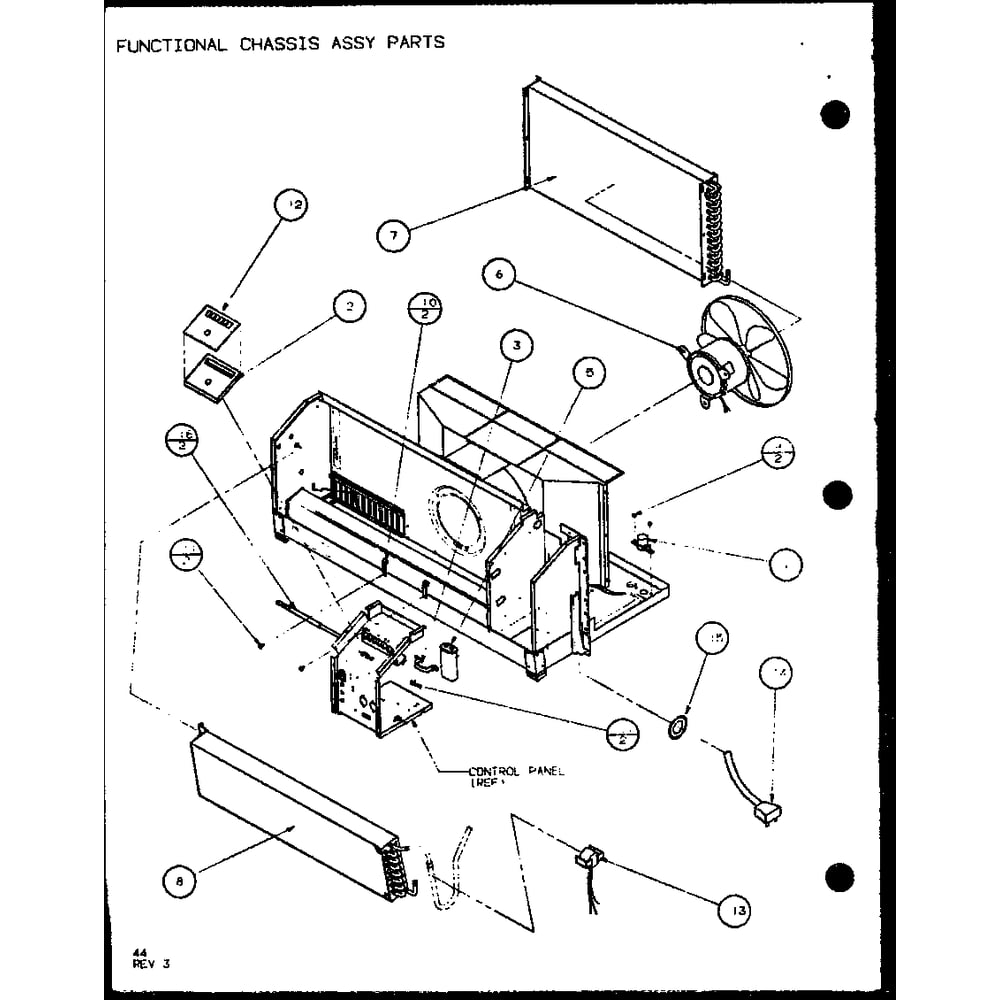 Functional Chassis Assy Parts 1 Diagram and Parts List for PTH12400ER P9872129R Amana Air Conditioner