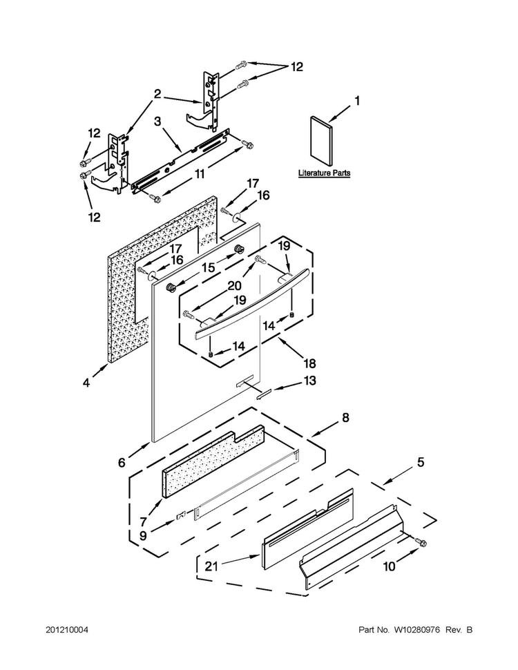 Door Panel Parts Diagram and Parts List for JDB3650AWF0  Jenn-Air Dishwasher