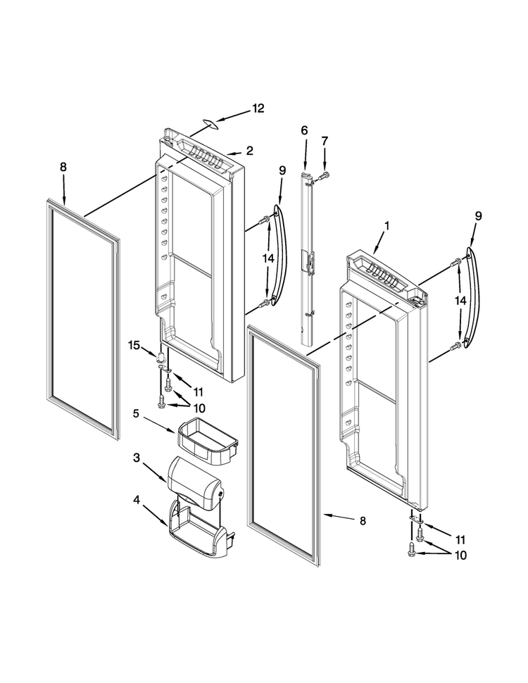 Refrigerator Door Parts Diagram and Parts List for MFF2258VEW6  Maytag Refrigerator