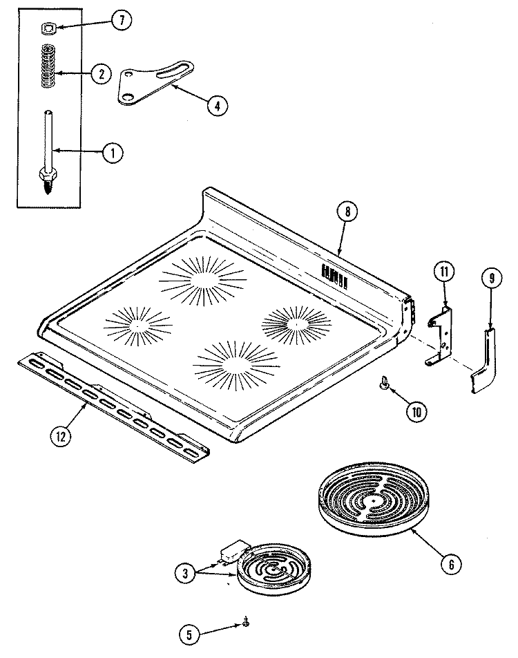 TOP ASSEMBLY Diagram and Parts List for CE3878XRB  Crosley Range