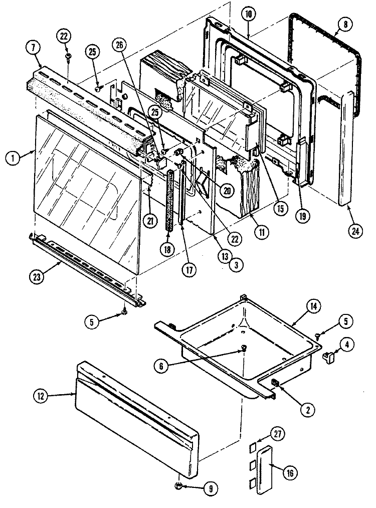 DOOR / DRAWER Diagram and Parts List for CE3878XRB  Crosley Range
