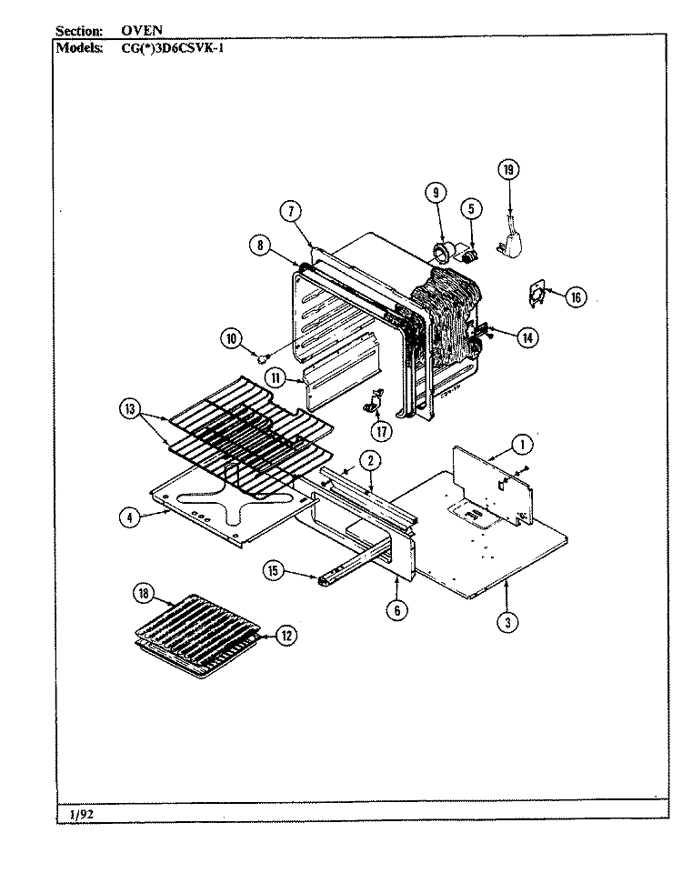 OVEN Diagram and Parts List for CGA3D6CSVK-1  Crosley Range