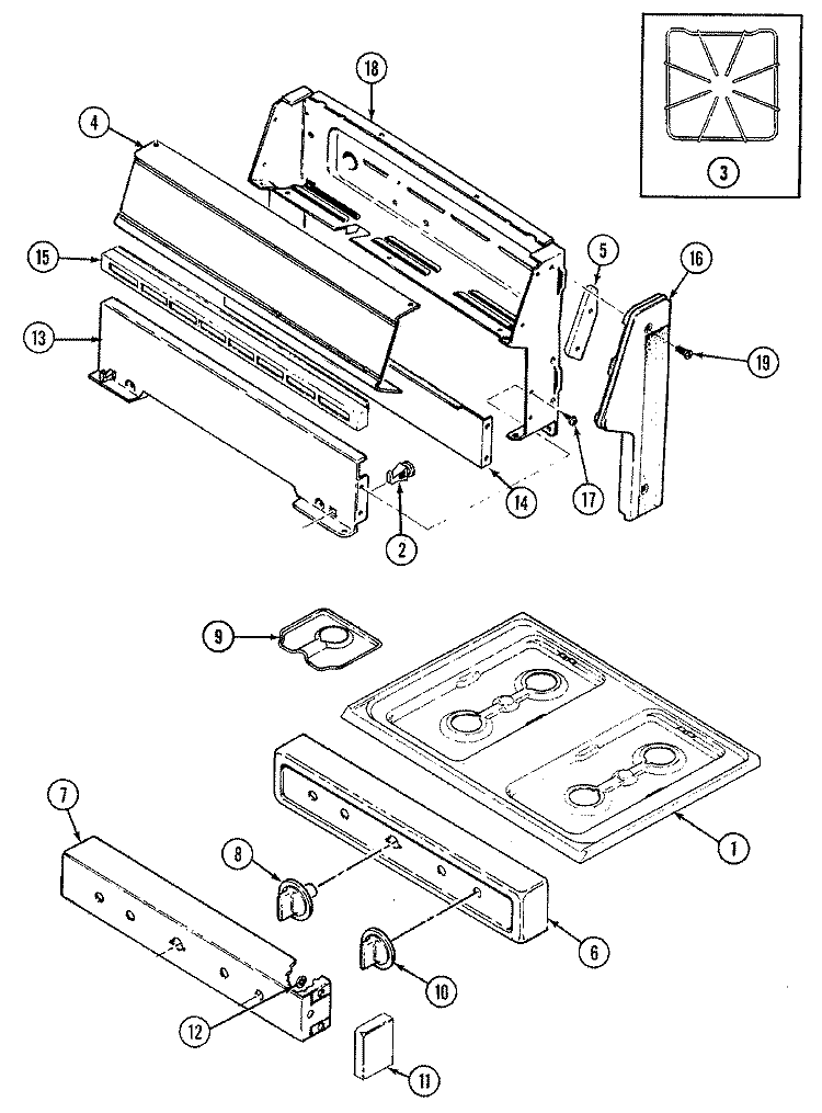 CONTROL PANEL Diagram and Parts List for CG3120SPW  Crosley Range