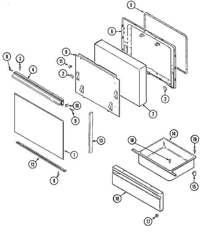 DOOR / DRAWER (CE3520SRx SERIES 01) Diagram and Parts List for CE3500PPW  Crosley Range