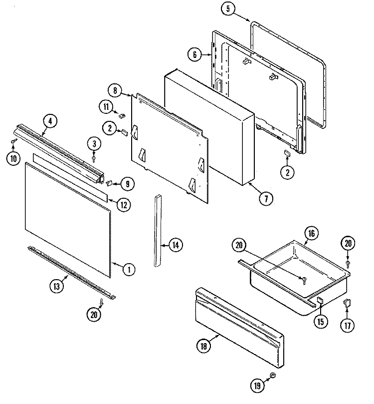 DOOR / DRAWER (CE3832SRx) Diagram and Parts List for CE3832SRW  Crosley Range