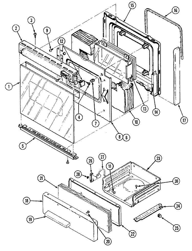 DOOR / DRAWER (CG3131XRx) Diagram and Parts List for CG3131XRW  Crosley Range