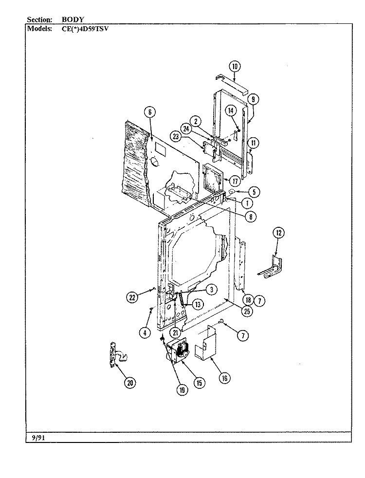 BODY Diagram and Parts List for CEW4D59TSV  Crosley Range