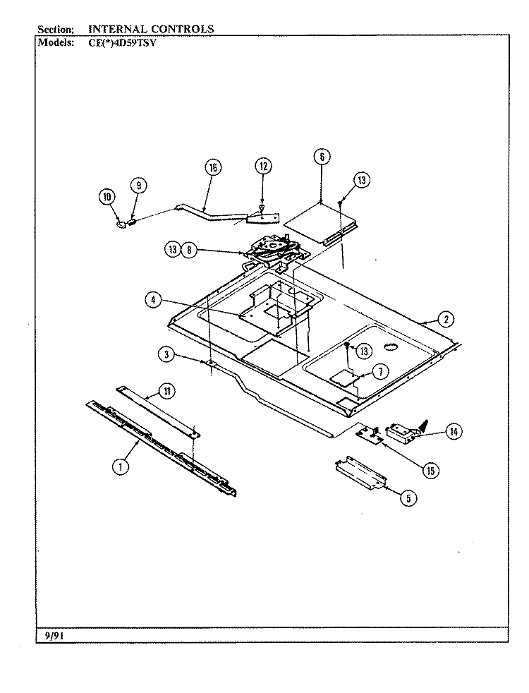 GAS CONTROLS Diagram and Parts List for CEW4D59TSV  Crosley Range