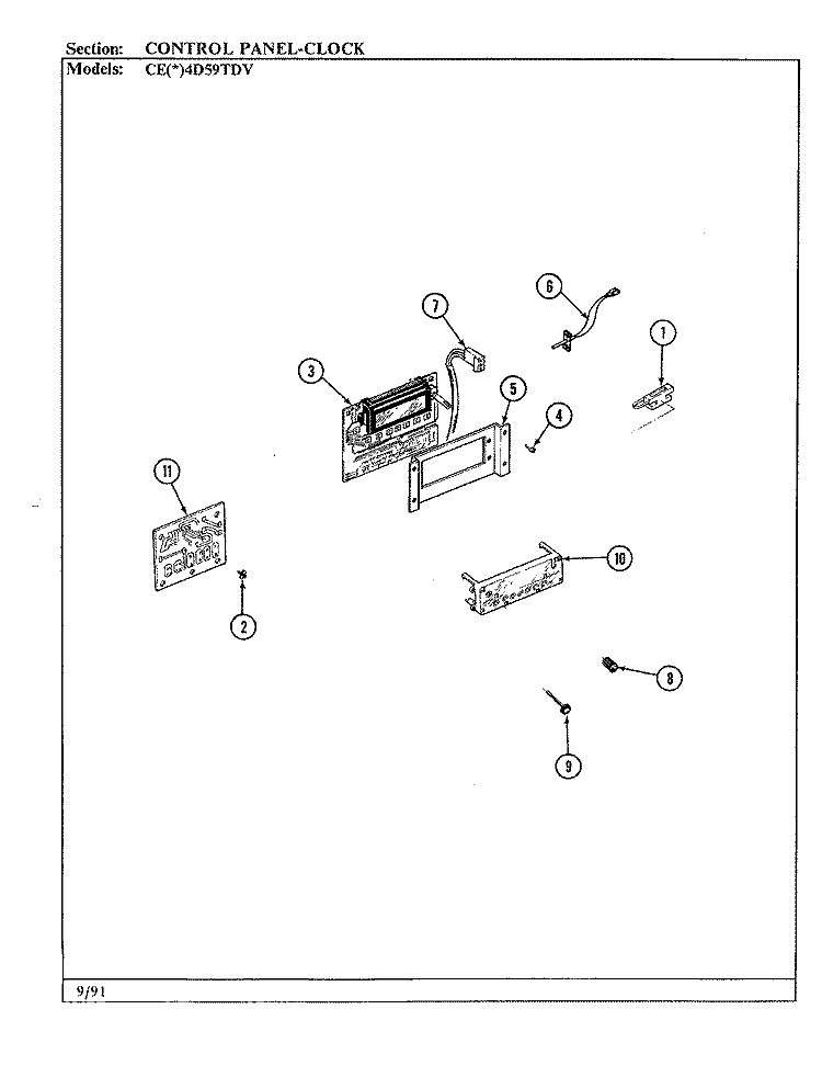 CONTROL PANEL Diagram and Parts List for CEW4D59TDV  Crosley Range