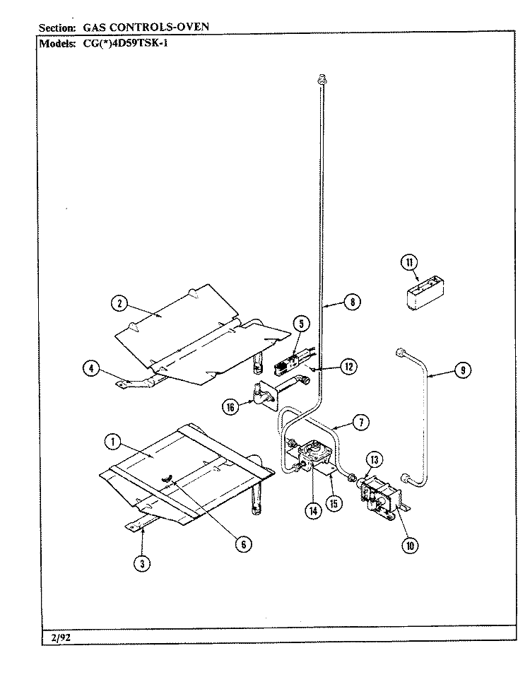 GAS CONTROLS (OVEN) Diagram and Parts List for CGW4D59TSK-1  Crosley Range