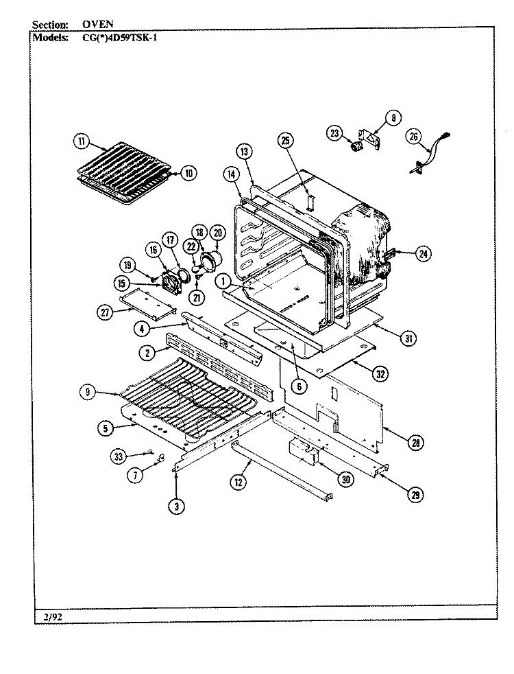 OVEN Diagram and Parts List for CGW4D59TSK-1  Crosley Range