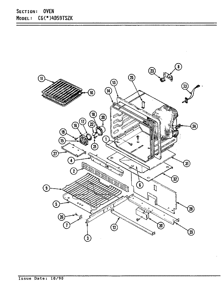 OVEN Diagram and Parts List for CGA4D59TSZK  Crosley Range