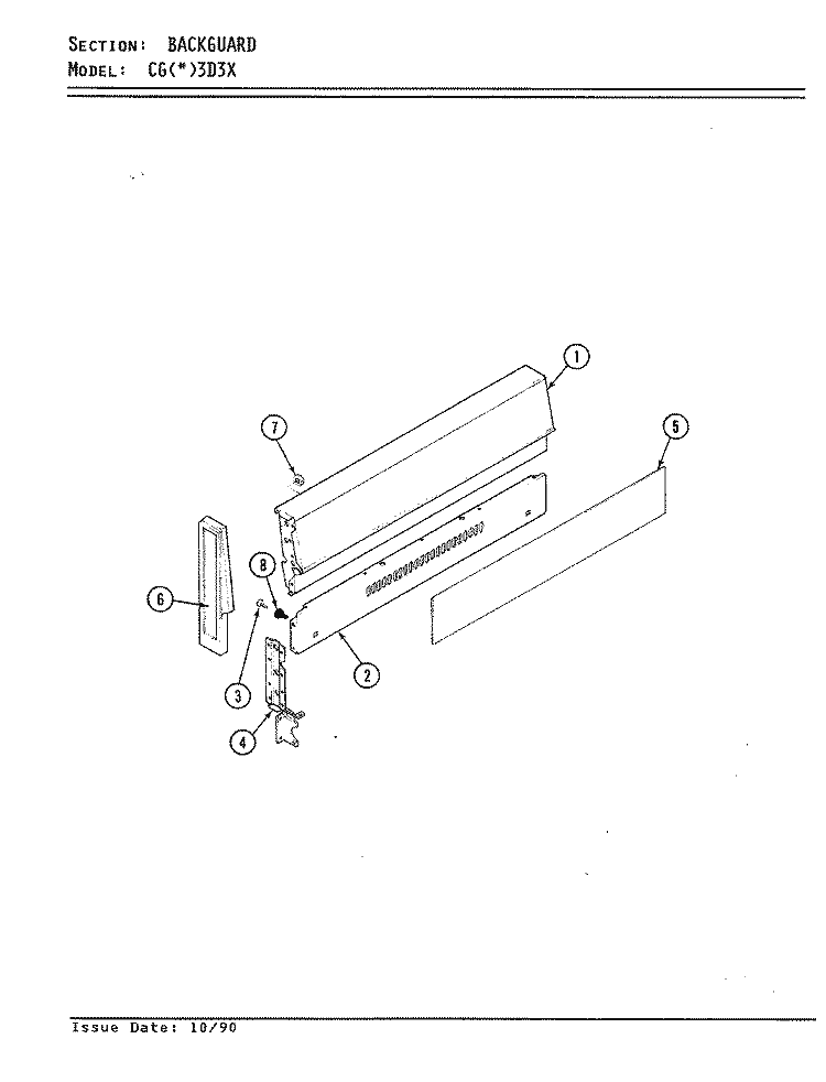 CONTROL PANEL Diagram and Parts List for CGA3D3X  Crosley Range