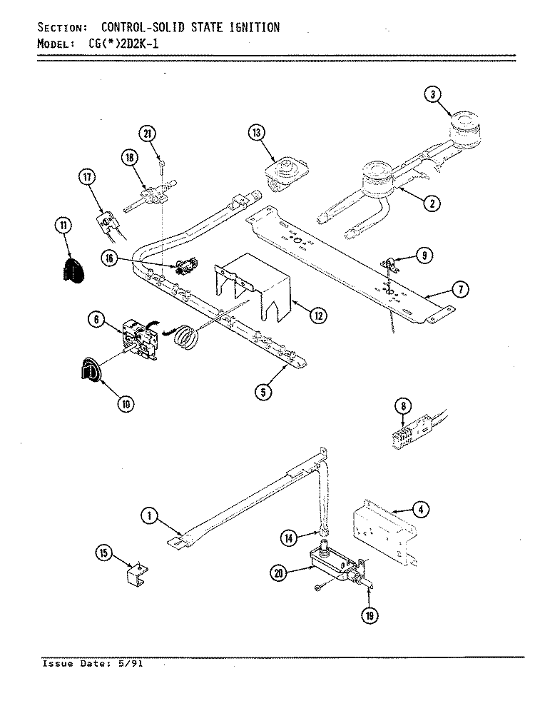 CONTROL (CGx2D2K1) Diagram and Parts List for CGA2D2K-1  Crosley Range