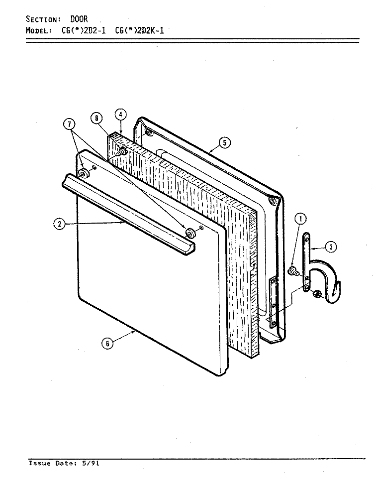 DOOR Diagram and Parts List for CGA2D2K-1  Crosley Range