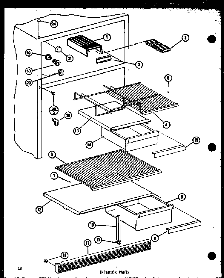 Interiorparts Diagram and Parts List for TM14G-L-P75658-14WL  Amana Refrigerator