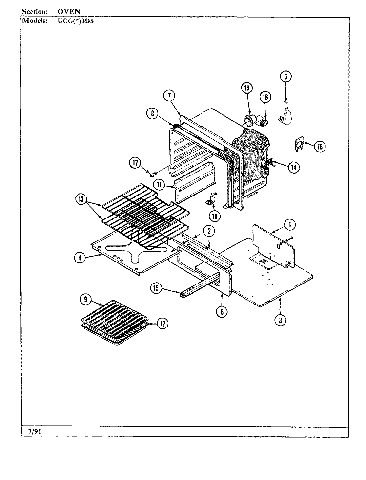 OVEN Diagram and Parts List for UCGW3D5NX-B0  Crosley Range