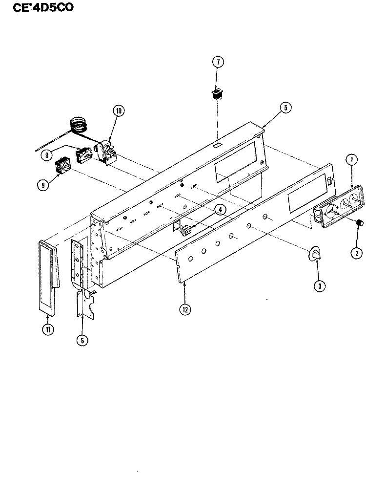 CONTROL PANEL Diagram and Parts List for CEA4D59CO  Crosley Range