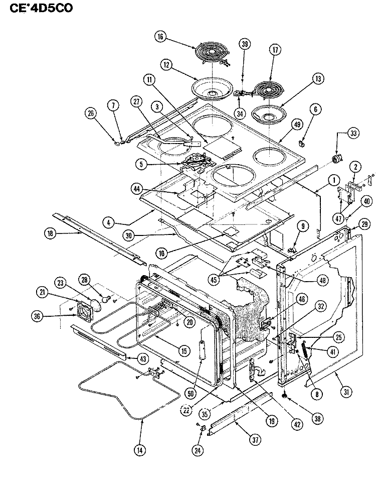 BODY Diagram and Parts List for CEA4D59CO  Crosley Range