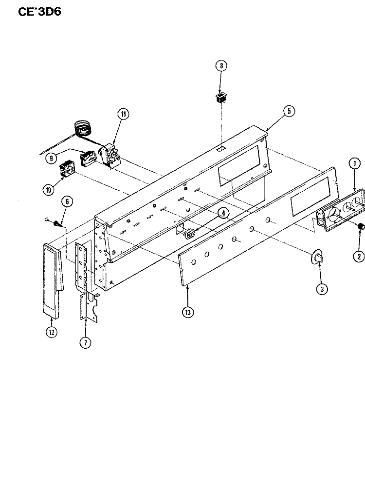 CONTROL PANEL Diagram and Parts List for CEA3D6CV  Crosley Range