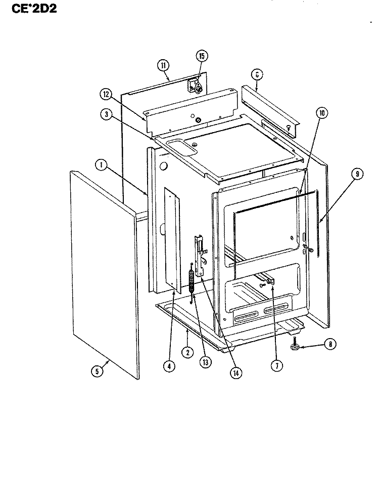 FRONT VIEW PANEL Diagram and Parts List for CEA2D2  Crosley Range