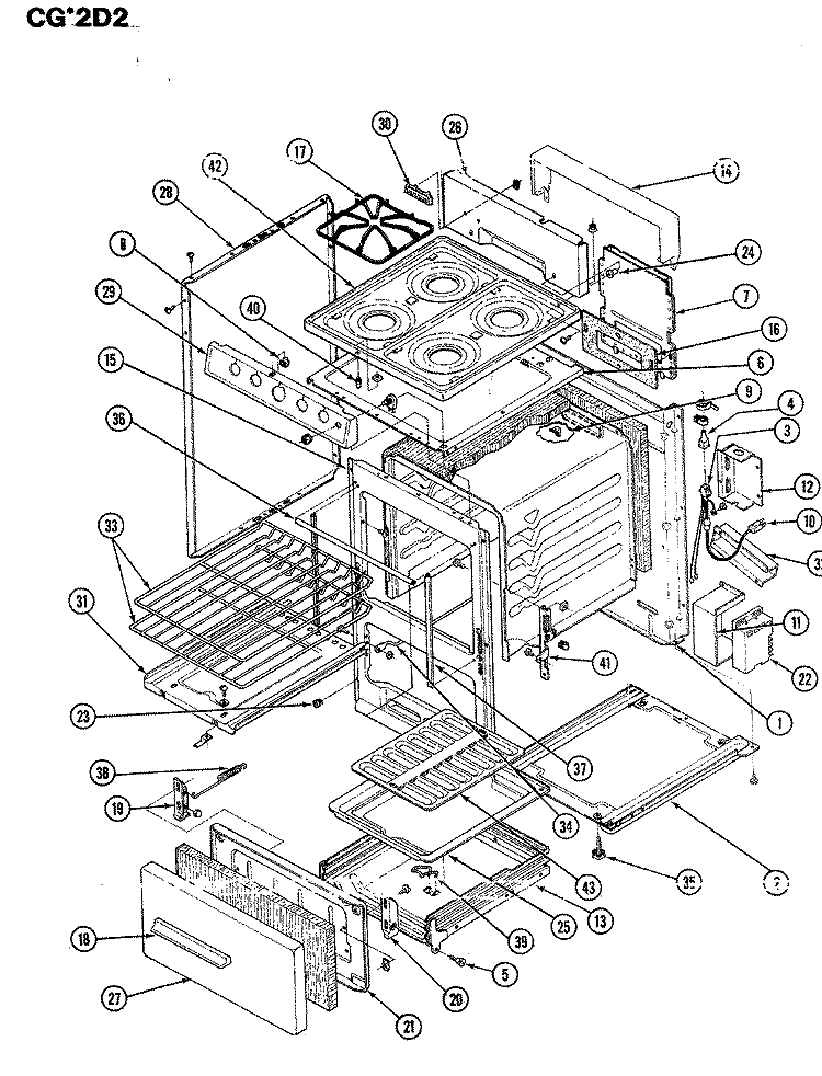 BODY Diagram and Parts List for CGA2D2K  Crosley Range