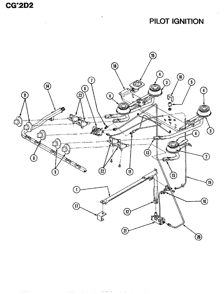 CONTROLS (CGx2D2) Diagram and Parts List for CGA2D2  Crosley Range