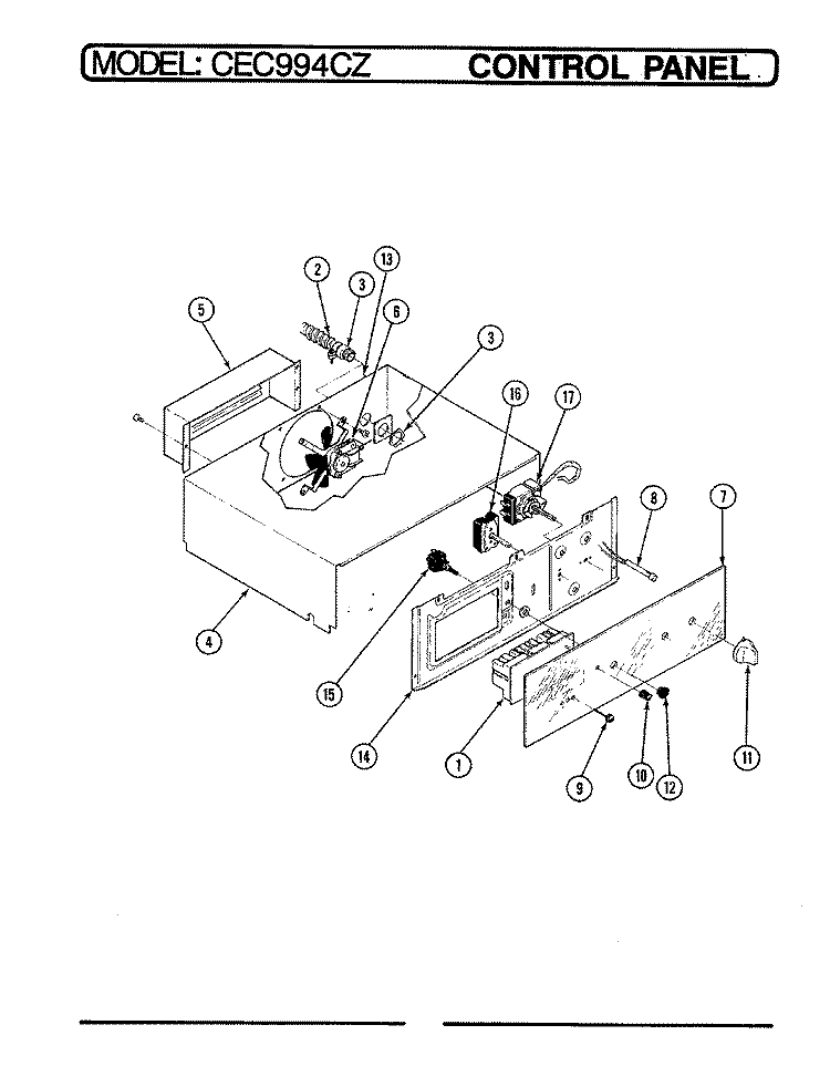 CONTROL PANEL Diagram and Parts List for CEC994CZ  Crosley Wall Oven
