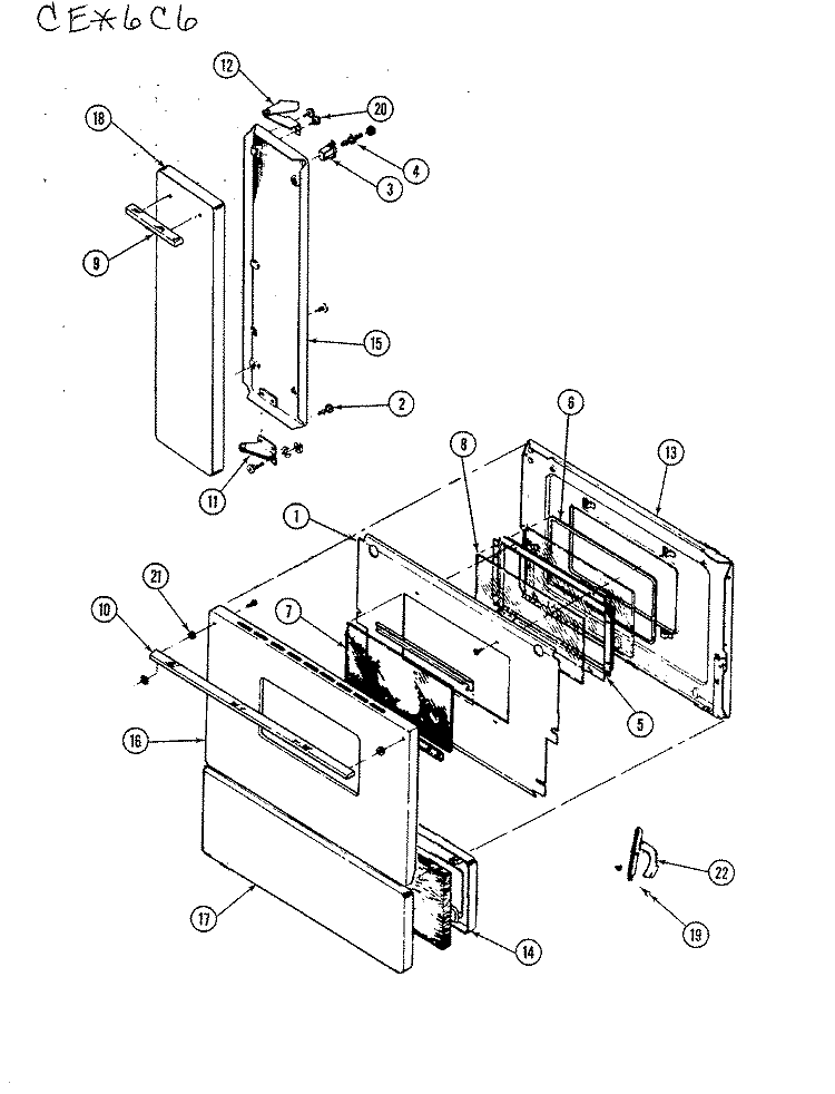 DOORS Diagram and Parts List for CEW6C6CW  Crosley Range