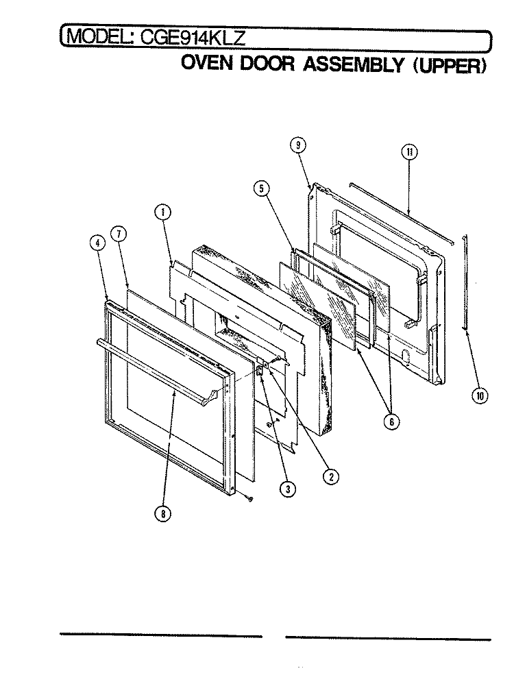 DOOR (UPPER) Diagram and Parts List for CGE914KLZ  Crosley Wall Oven