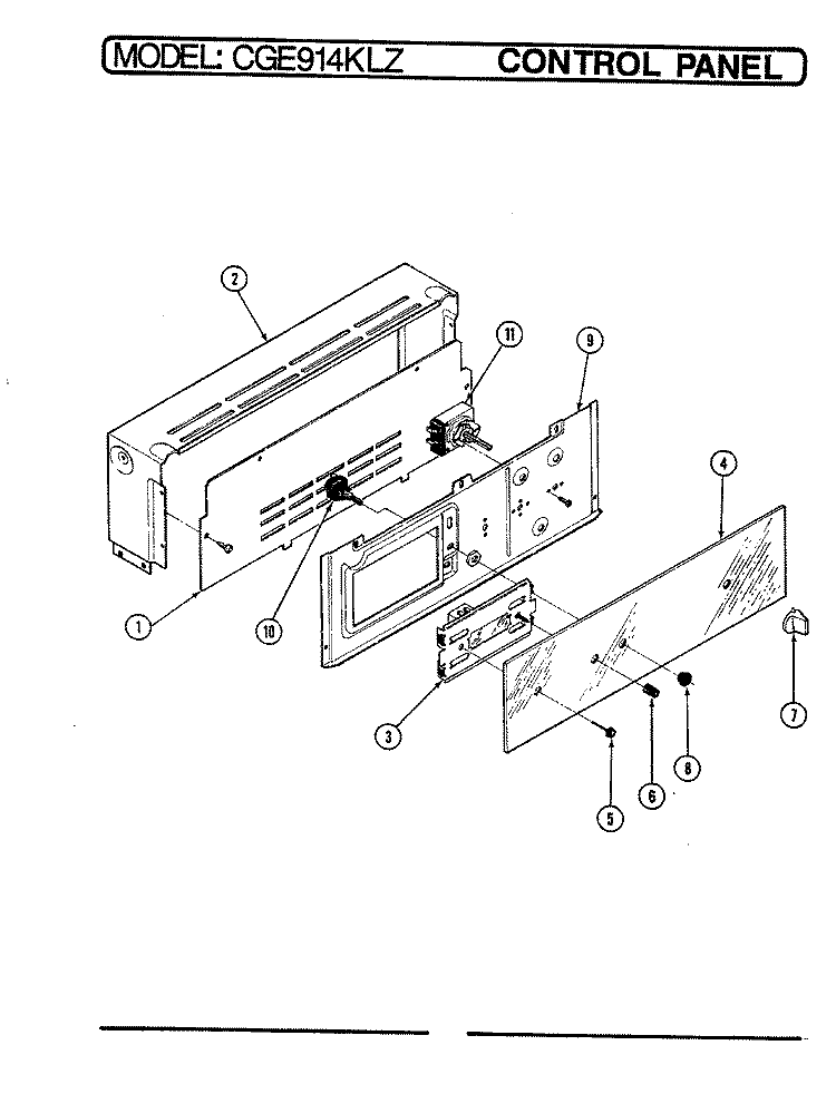 CONTROL PANEL Diagram and Parts List for CGE914KLZ  Crosley Wall Oven