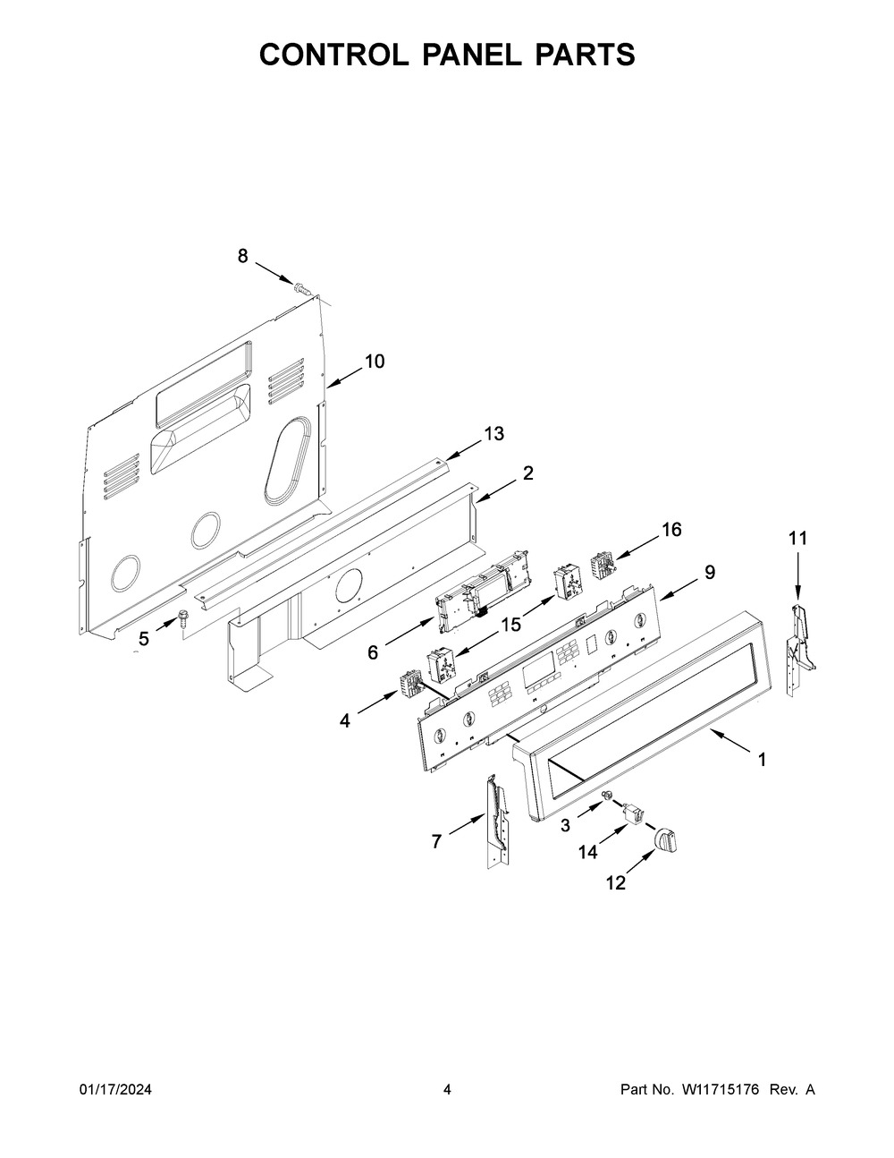 Control Panel Parts Diagram and Parts List for MER8800FZ6  Maytag Range