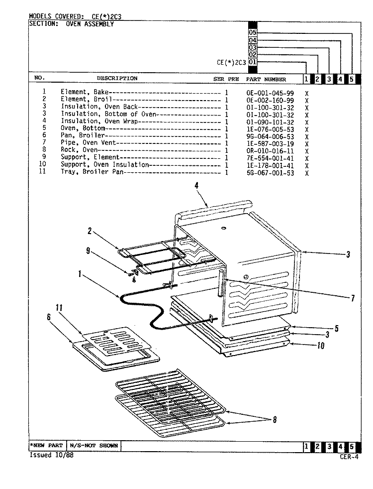 OVEN Diagram and Parts List for CEA2C3  Crosley Range