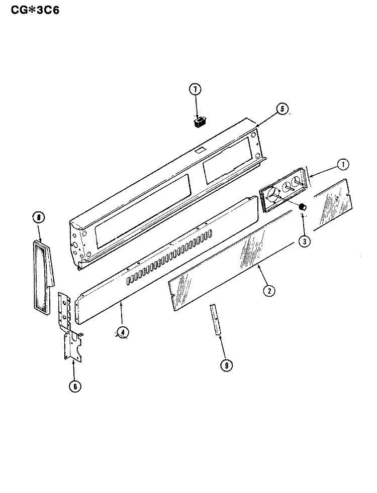 CONTROL PANEL Diagram and Parts List for CGA3C6CVK  Crosley Range