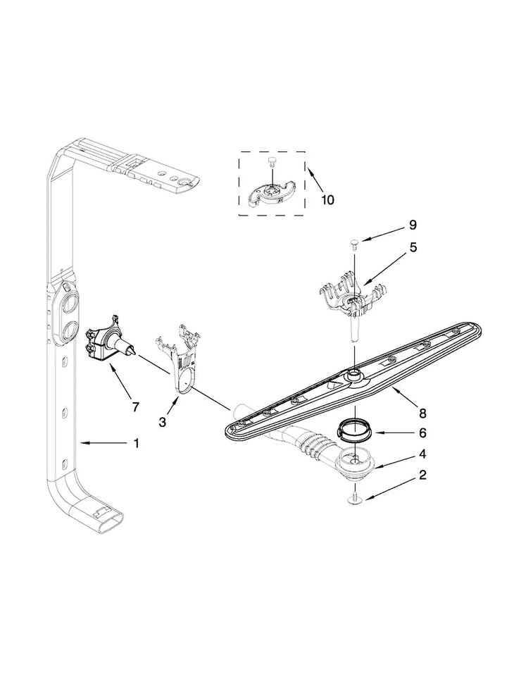 Upper Wash And Rinse Parts Diagram and Parts List for MDB4709PAB3  Maytag Dishwasher