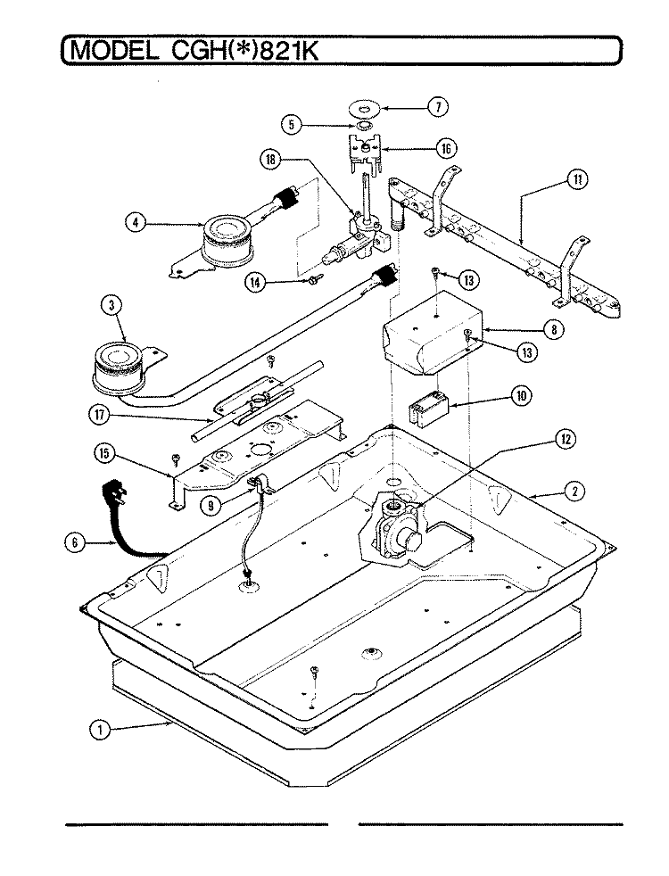 CONTROLS (CGHx821K) Diagram and Parts List for CGHA821K  Crosley Cooktop