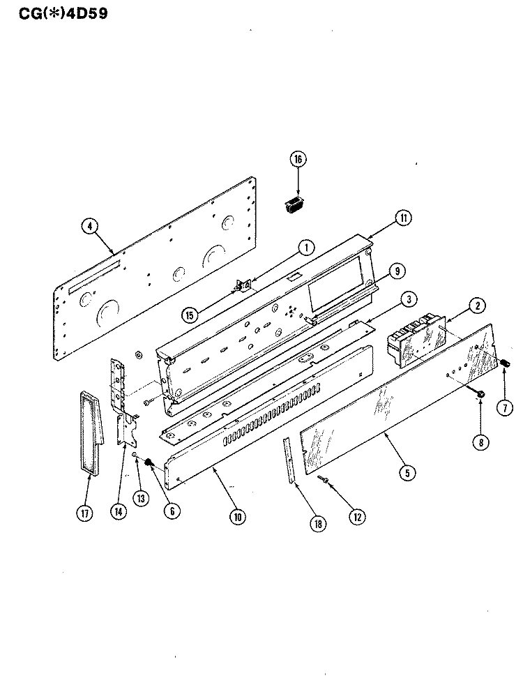 CONTROL PANEL Diagram and Parts List for CGA4D59EZK  Crosley Range