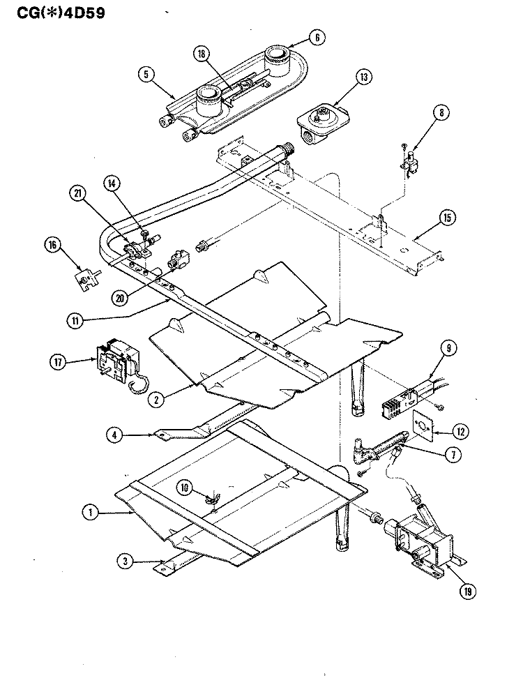 OVEN CONTROLS Diagram and Parts List for CGA4D59EZK  Crosley Range