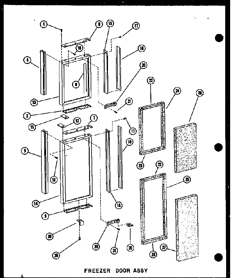 Freezer Door Assy Diagram and Parts List for SRI19W-AG-P60340-24WG  Amana Refrigerator