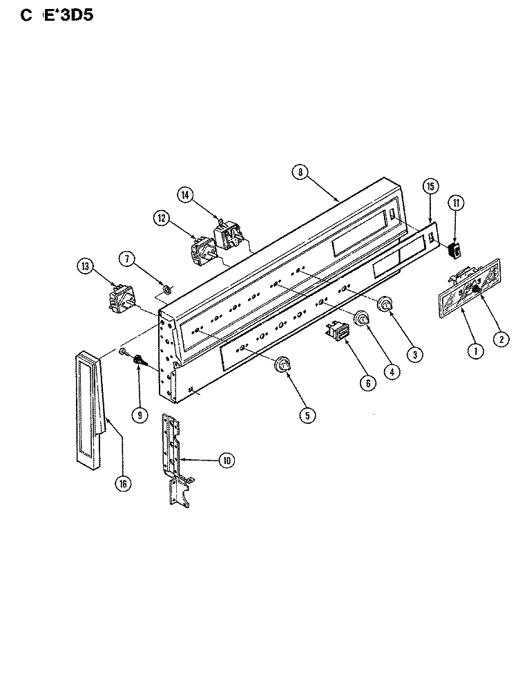 CONTROL PANEL Diagram and Parts List for CEW3D5DX  Crosley Range
