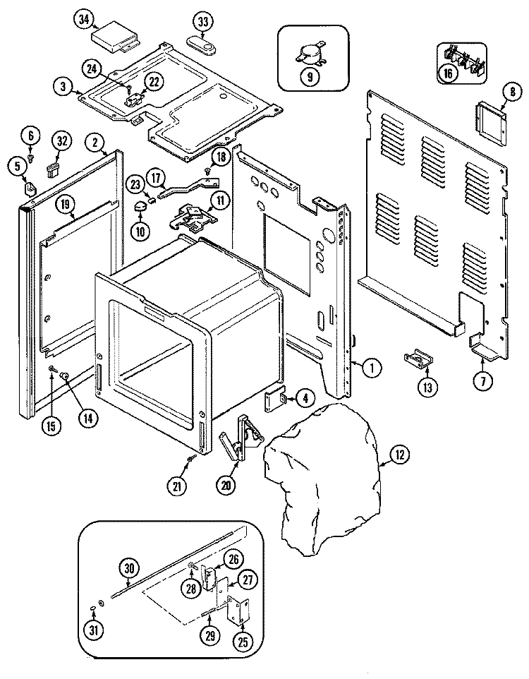 BODY Diagram and Parts List for CRE9400ACL  Maytag Range