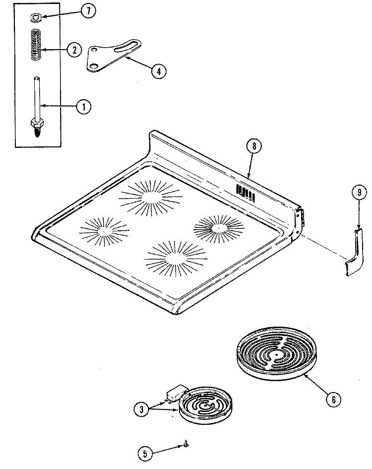 TOP ASSY. Diagram and Parts List for L3527XRB  Norge Range